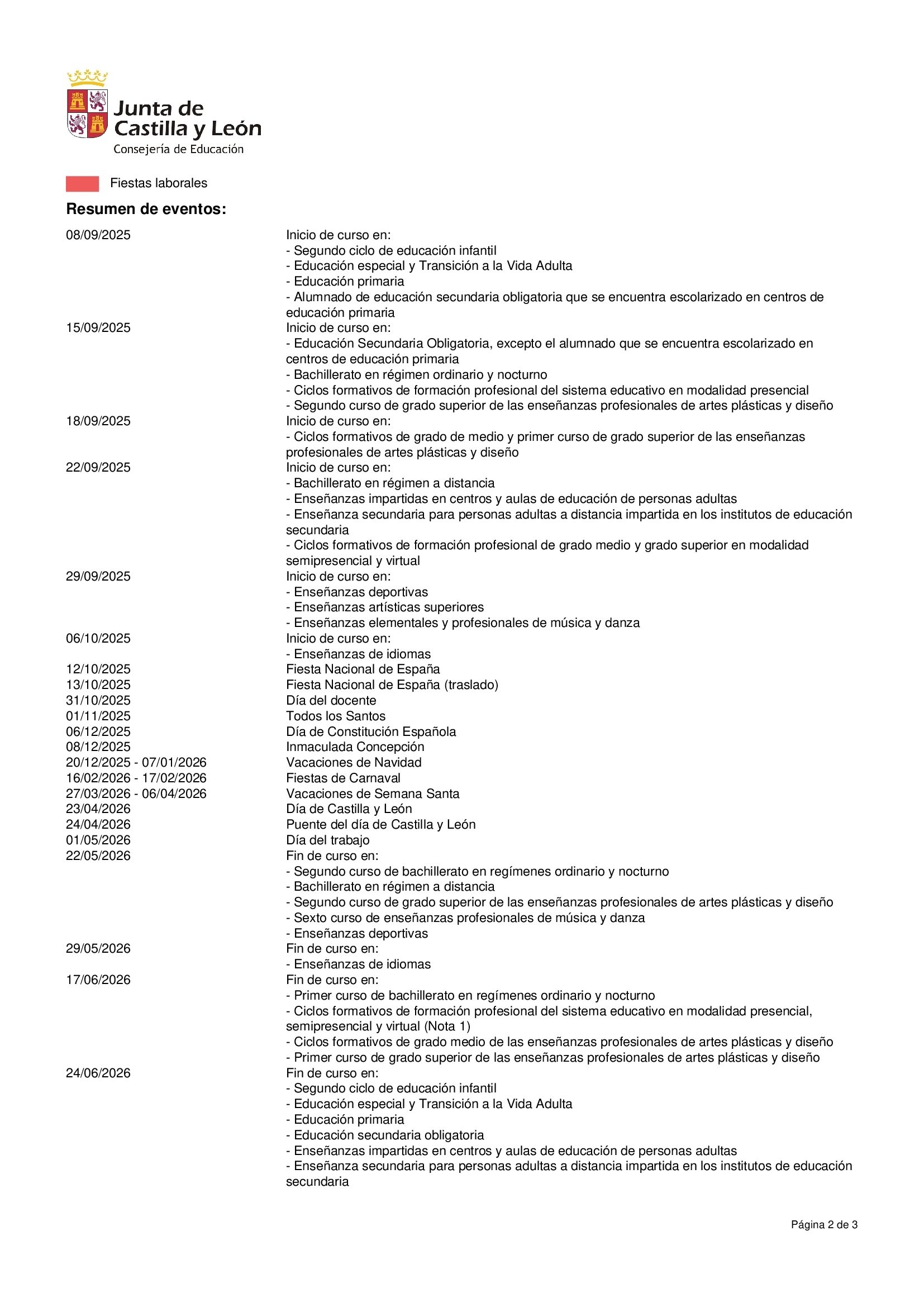 Calendario escolar 1 25-26