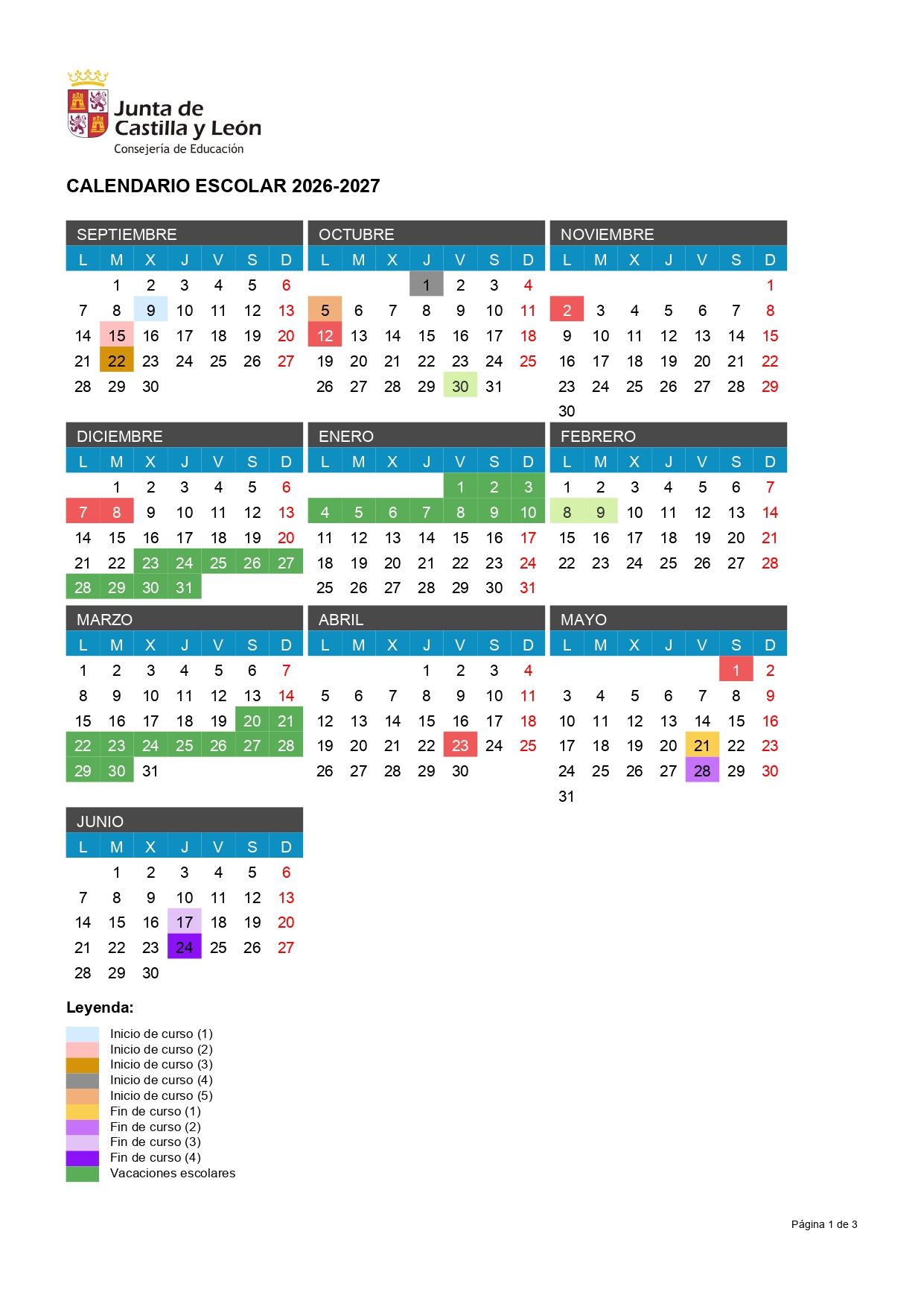 Calendario escolar 26-27
